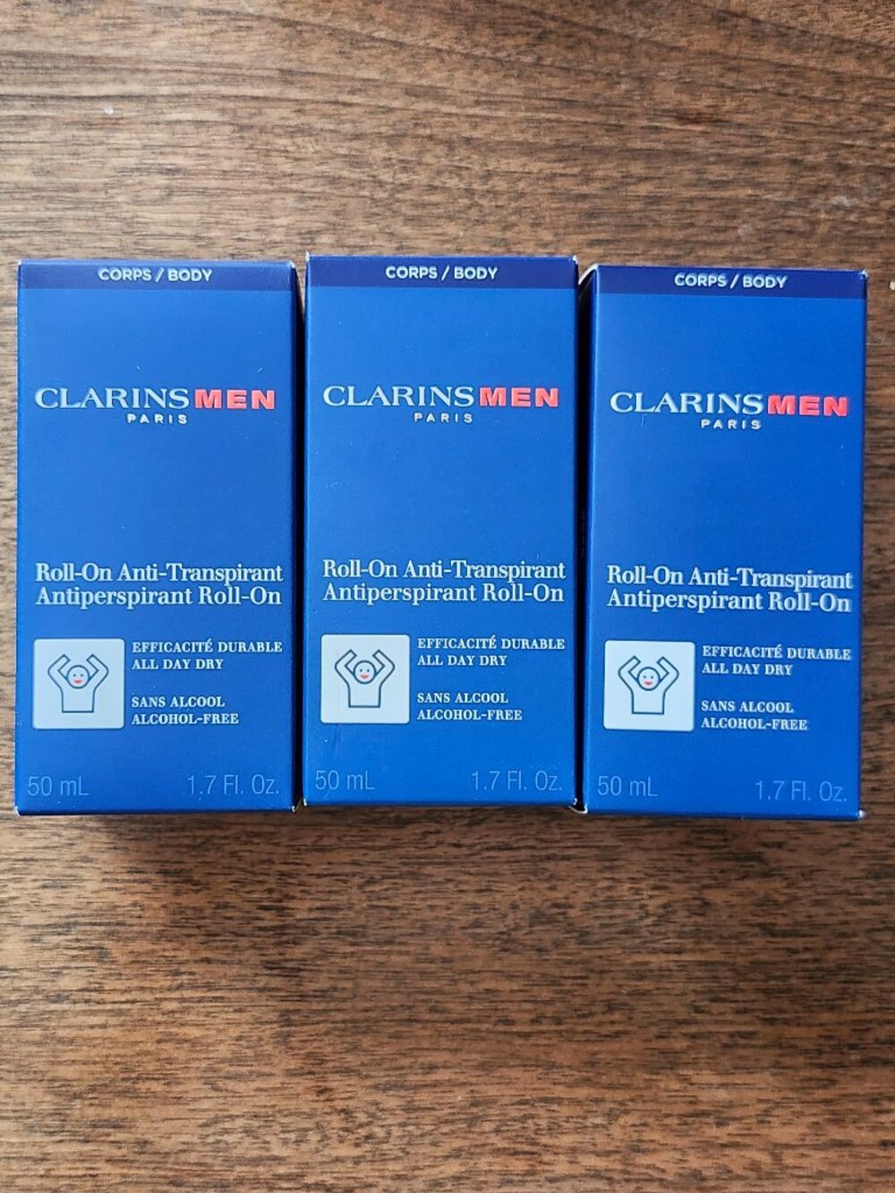 Clarins Men Roll-On Deodorant Antiperspirant Long-lasting odour control Lot of 3